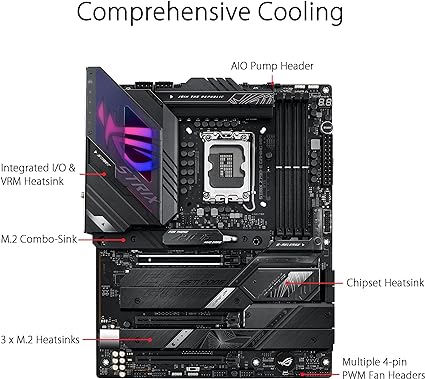 ASUS ROG Strix Z790-E Gaming WiFi 6E LGA 1700(Intel® 12th&13th Gen) ATX Motherboard(PCIe 5.0, DDR5,18+1 Power Stages,2.5 Gb LAN,Thunderbolt 4,5xM.2, 1xPCIe 5.0 M.2,Front Panel USB 3.2 Port) ASUS ROG Strix Z790-E Gaming WiFi 6E LGA 1700(Intel® 12th&13th Gen) ATX Motherboard(PCIe 5.0, DDR5,18+1 Power Stages,2.5 Gb LAN,Thunderbolt 4,5xM.2, 1xPCIe 5.0 M.2,Front Panel USB 3.2 Port)